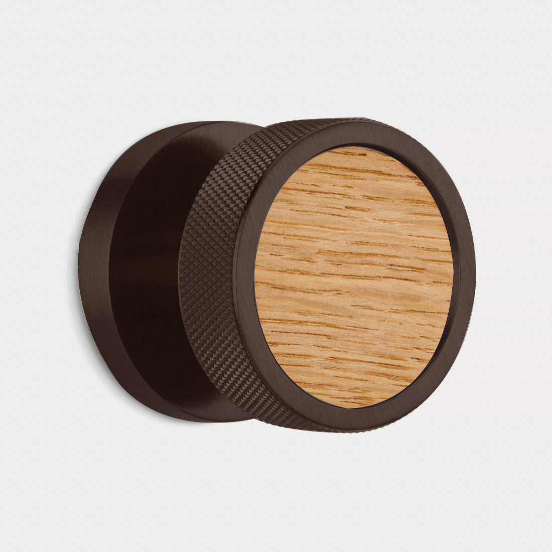 Brass & Wood Mortice Door Knobs in Bronze