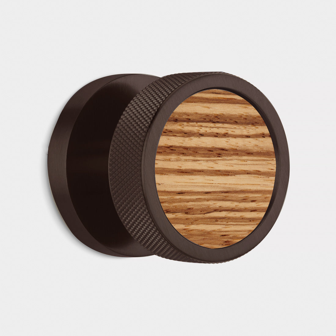 Brass & Wood Mortice Door Knobs in Bronze