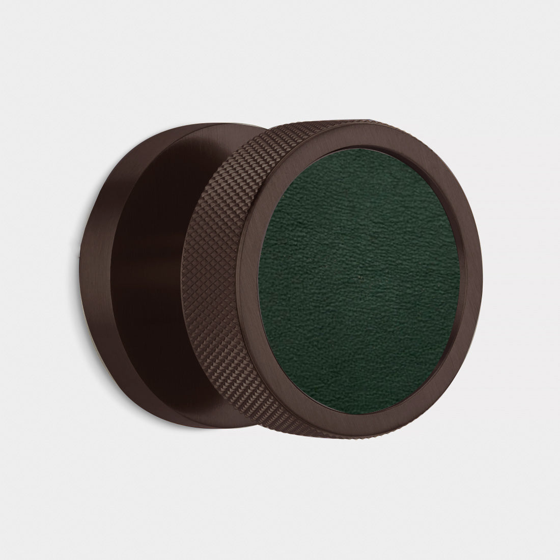 Brass & Leather Mortice Door Knobs in Bronze