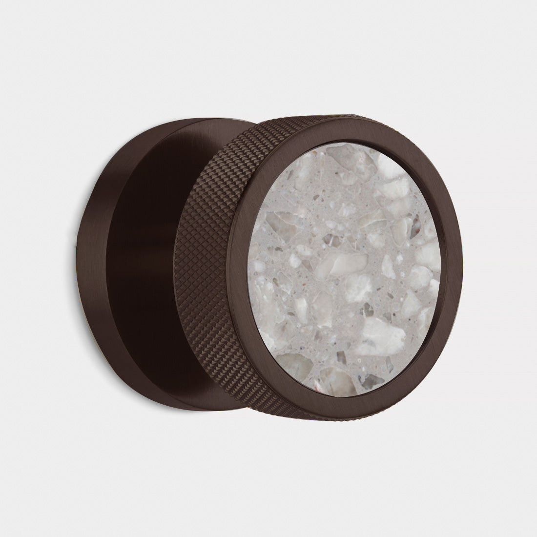 Brass & Terrazzo Mortice Door Knobs in Bronze
