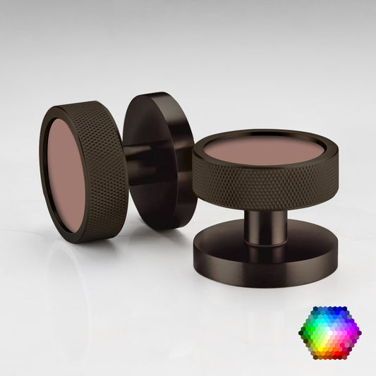 Custom Colour Brass Mortice Door Knobs Knurled in Bronze