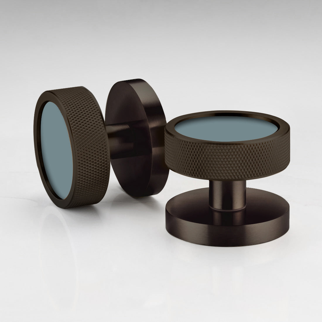 Custom Colour Brass Mortice Door Knobs Knurled in Bronze