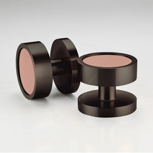 Brass & Leather Mortice Door Knobs in Bronze