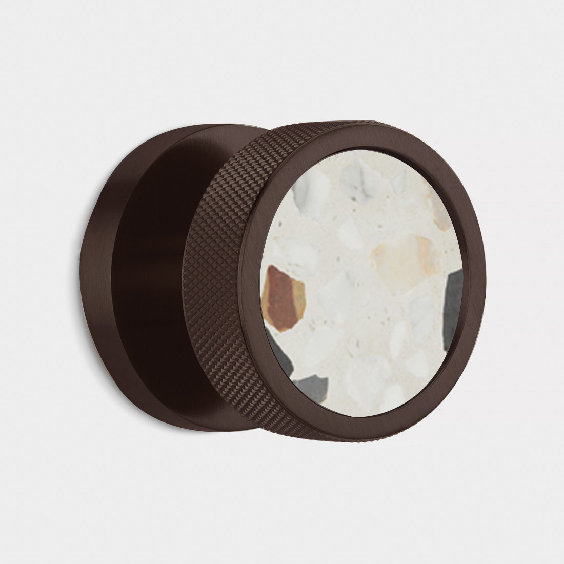 Brass & Terrazzo Mortice Door Knobs in Bronze