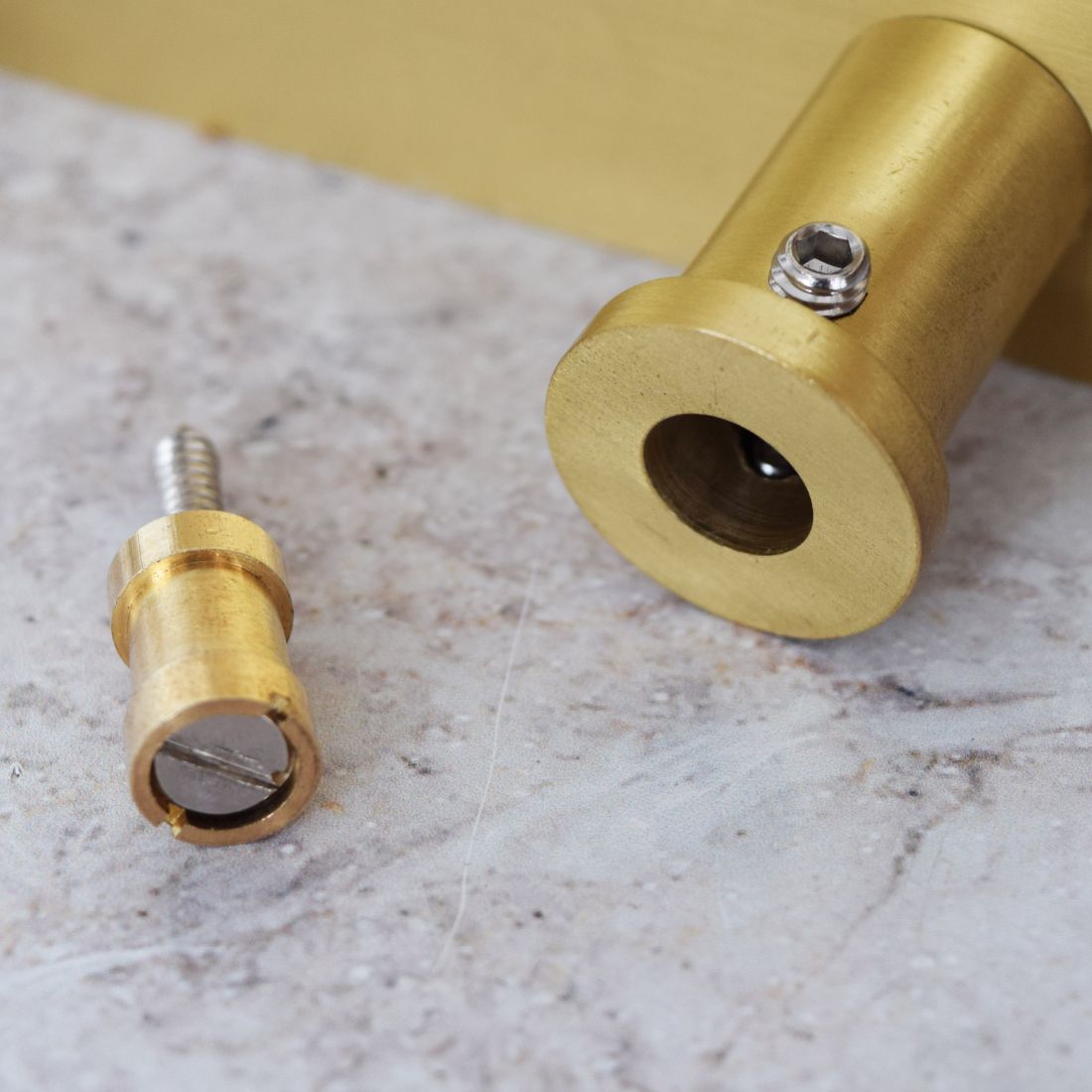 Large Solid Brass Striped Half Moon Handles in Gold