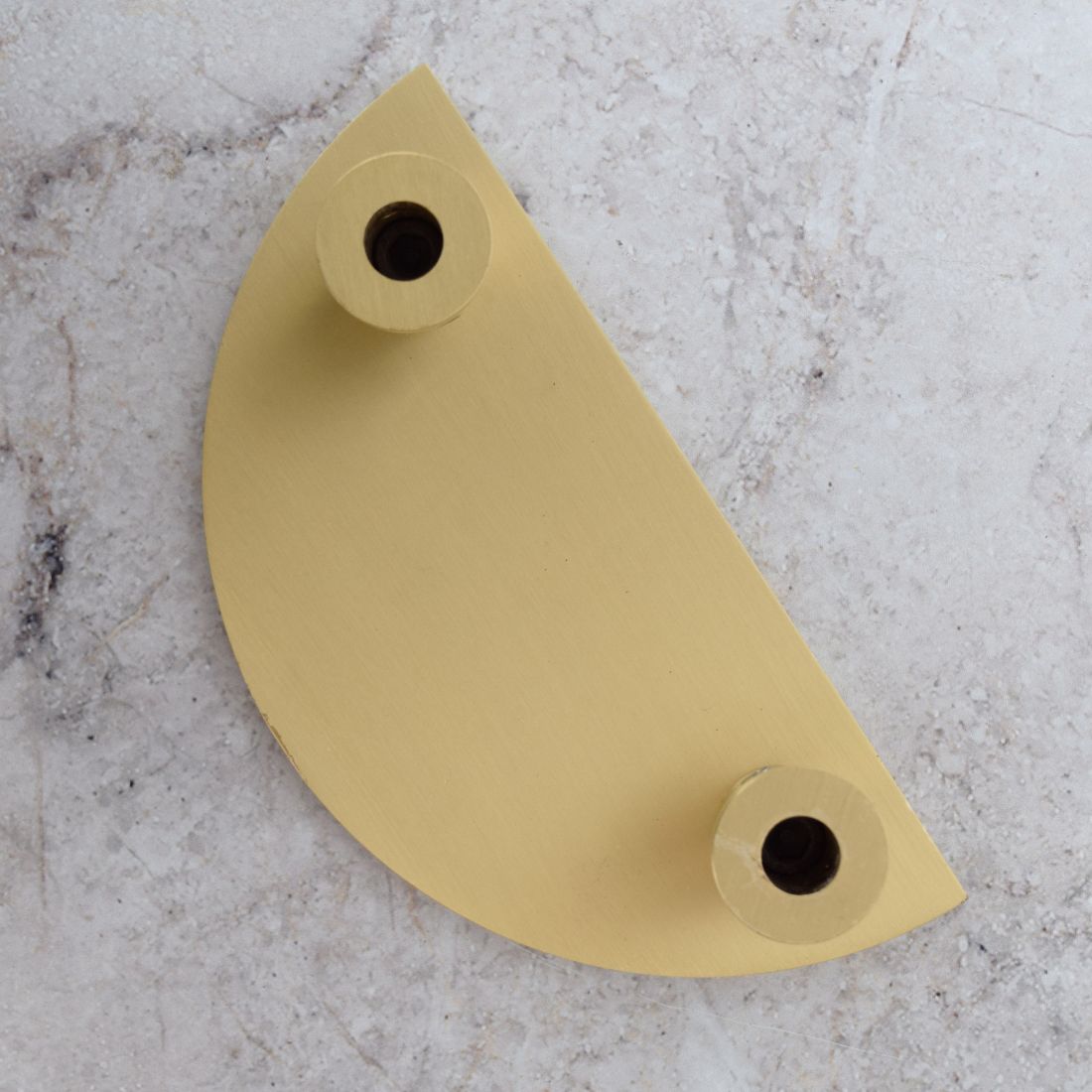 Large Solid Brass Striped Half Moon Handles in Gold