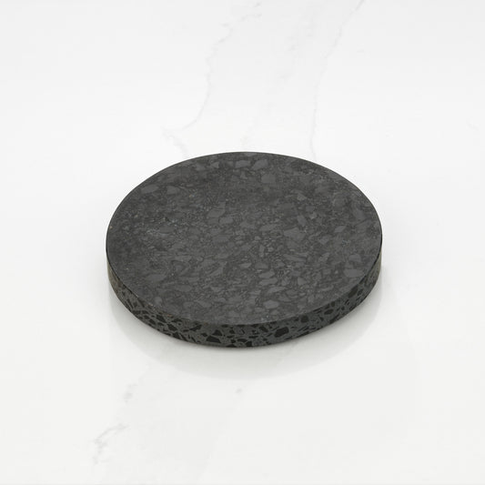 Terrazzo Round Drinks Coaster in Black & White