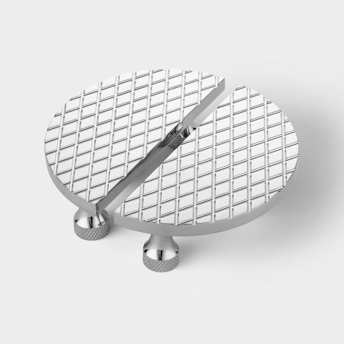 Solid Brass Diamond Half Moon Handles in Chrome - Small