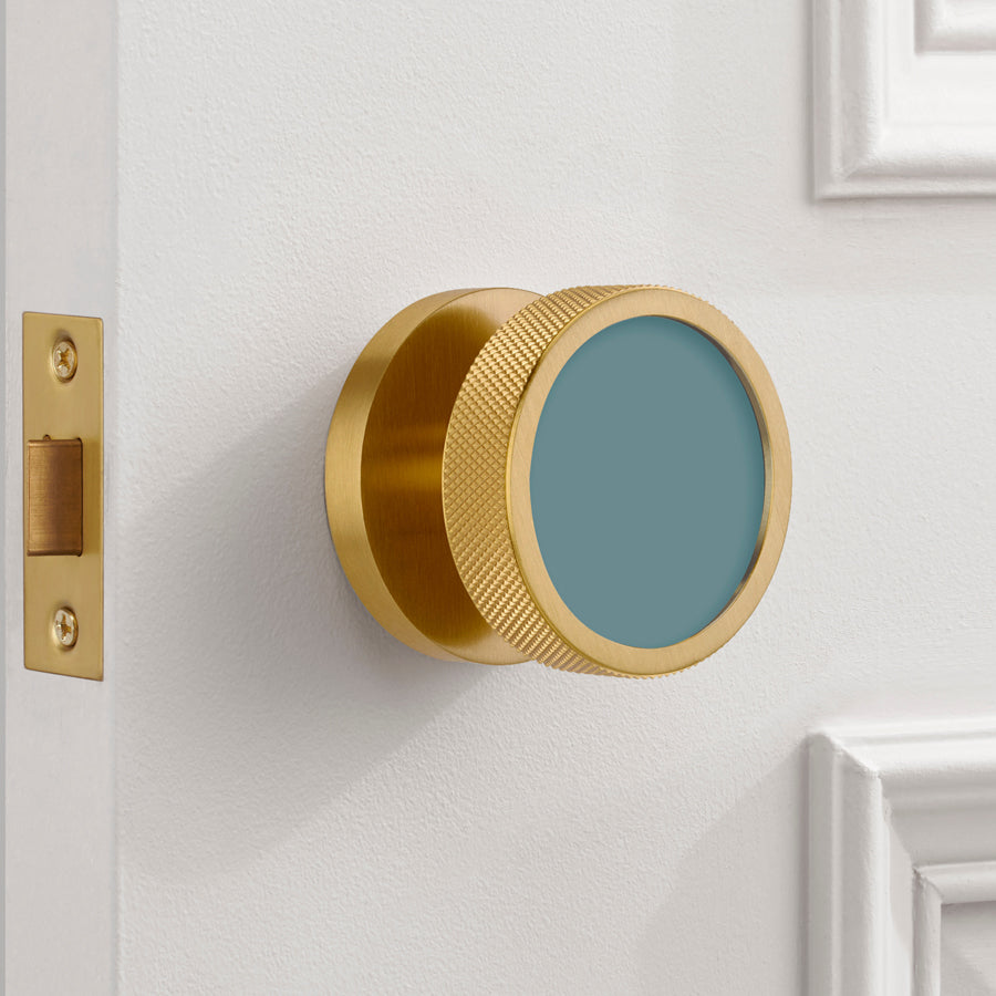 brass and gloss mortice door knob in situ
