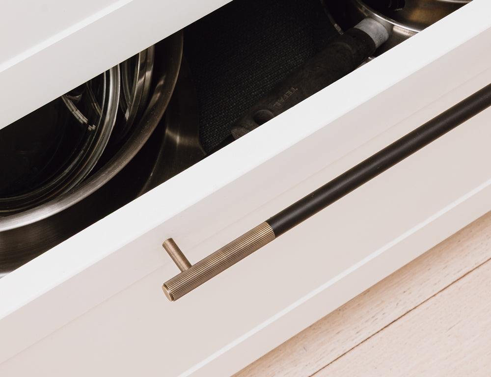 open drawer with a handle
