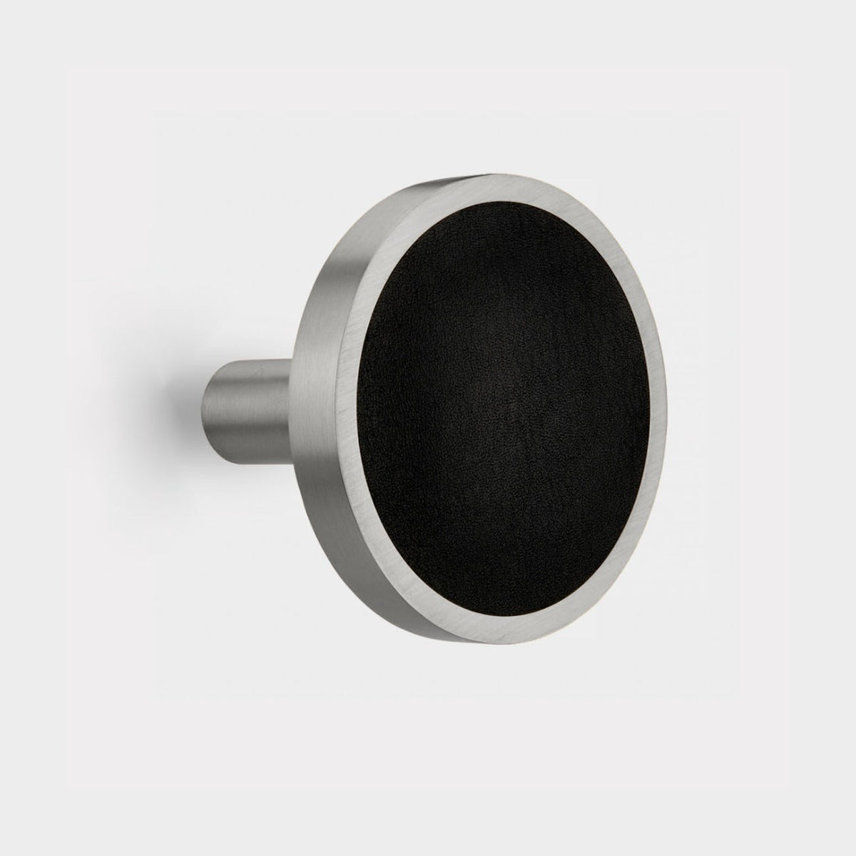 Pair of Brass & Black Leather Curtain Tie Backs in Silver