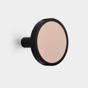 Pair of Brass & Pink Leather Curtain Tie Backs in Black