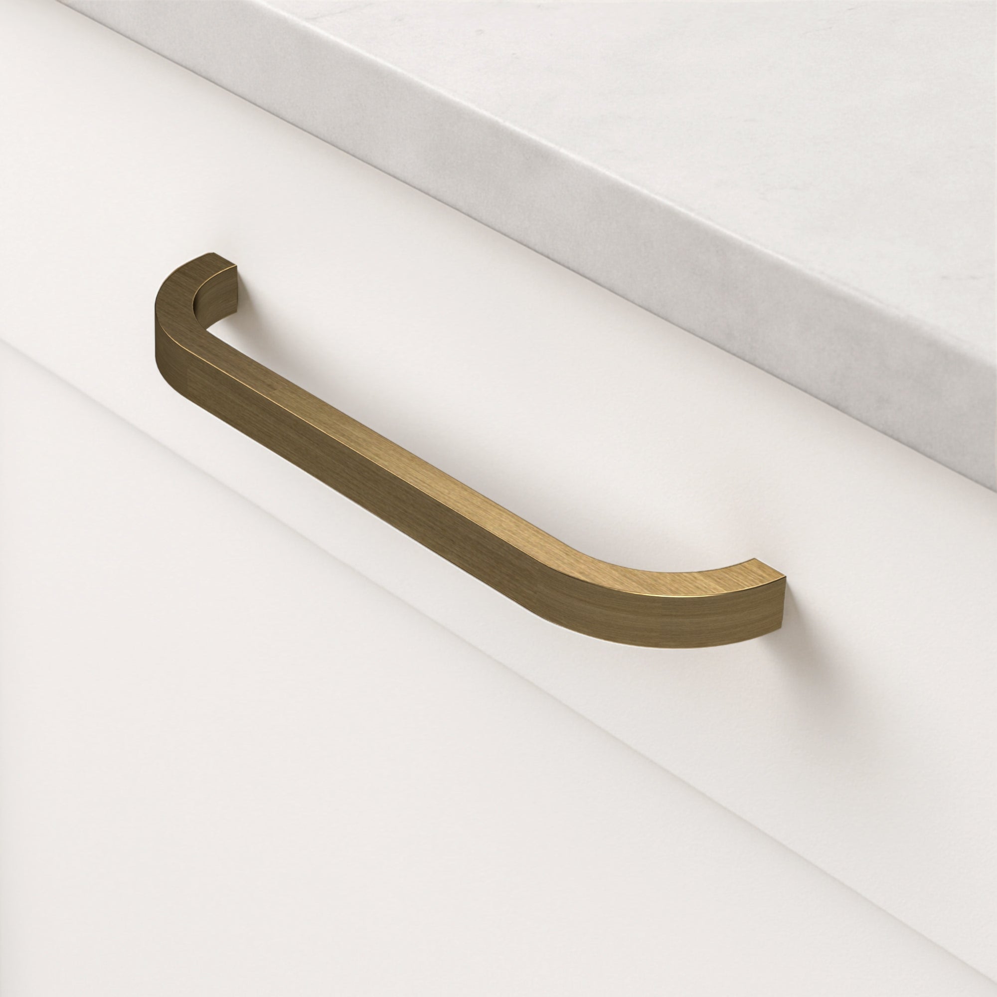 Brass Curved Cabinet Handles in Antique
