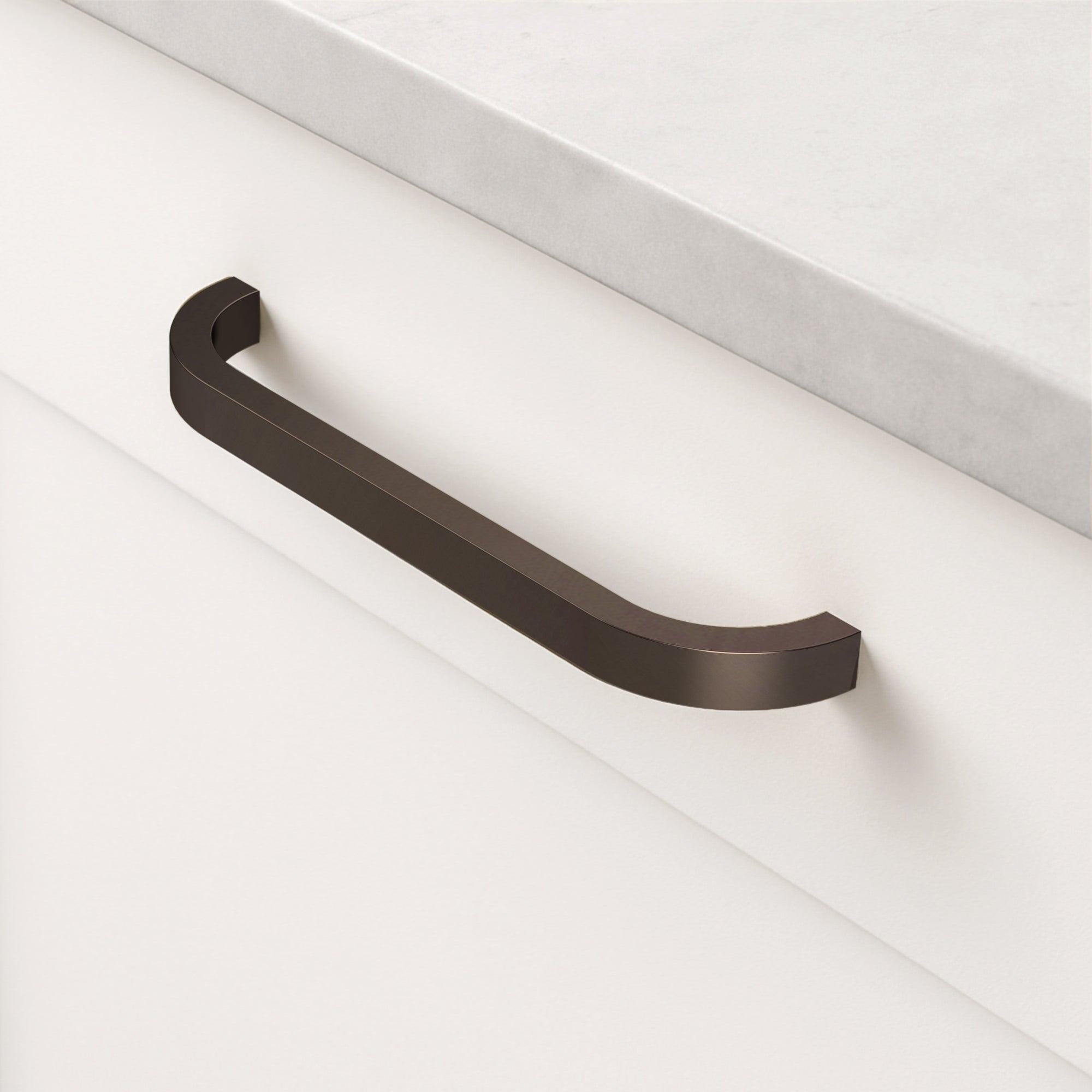 Brass Curved Cabinet Handles in Bronze