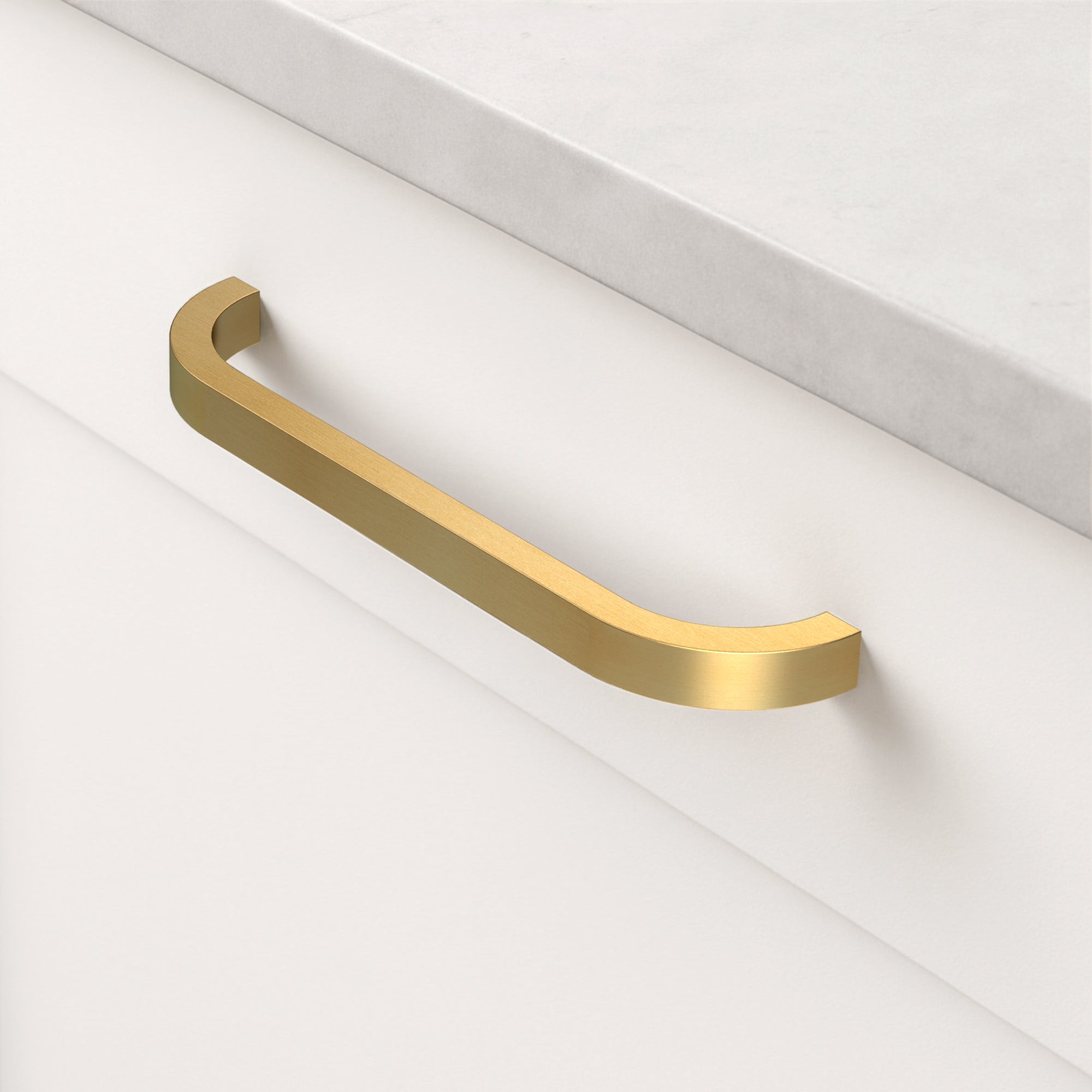 Brass Curved Cabinet Handles in Gold