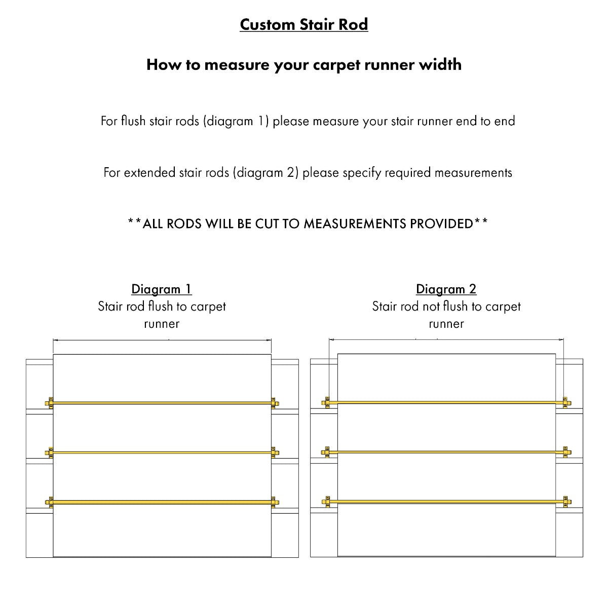 Made to Measure Brass Stair Carpet Runner Rods in Bronze
