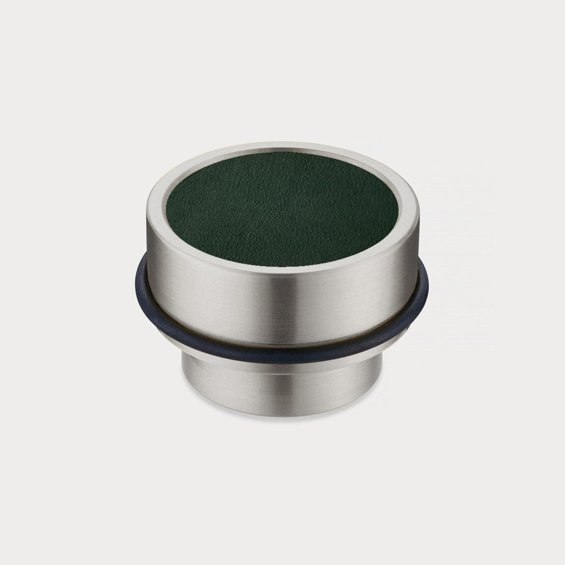 Brass & Green Leather Mounted Door Stops in Silver