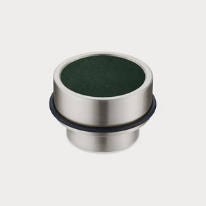 Brass & Green Leather Mounted Door Stops in Silver
