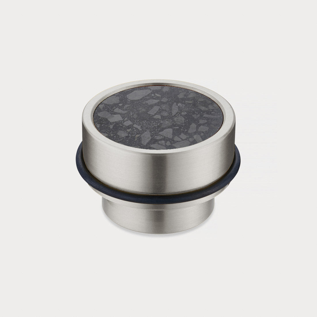 Brass & Black Terrazzo Floor Mounted Door Stops in Silver
