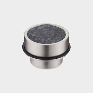 Brass & Black Terrazzo Floor Mounted Door Stops in Silver