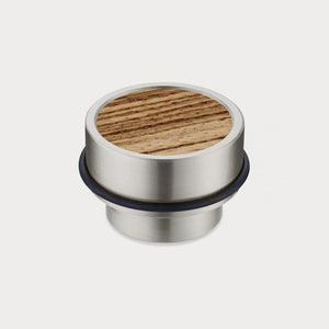 Brass & Zebrano Wood Floor Mounted Door Stops in Silver