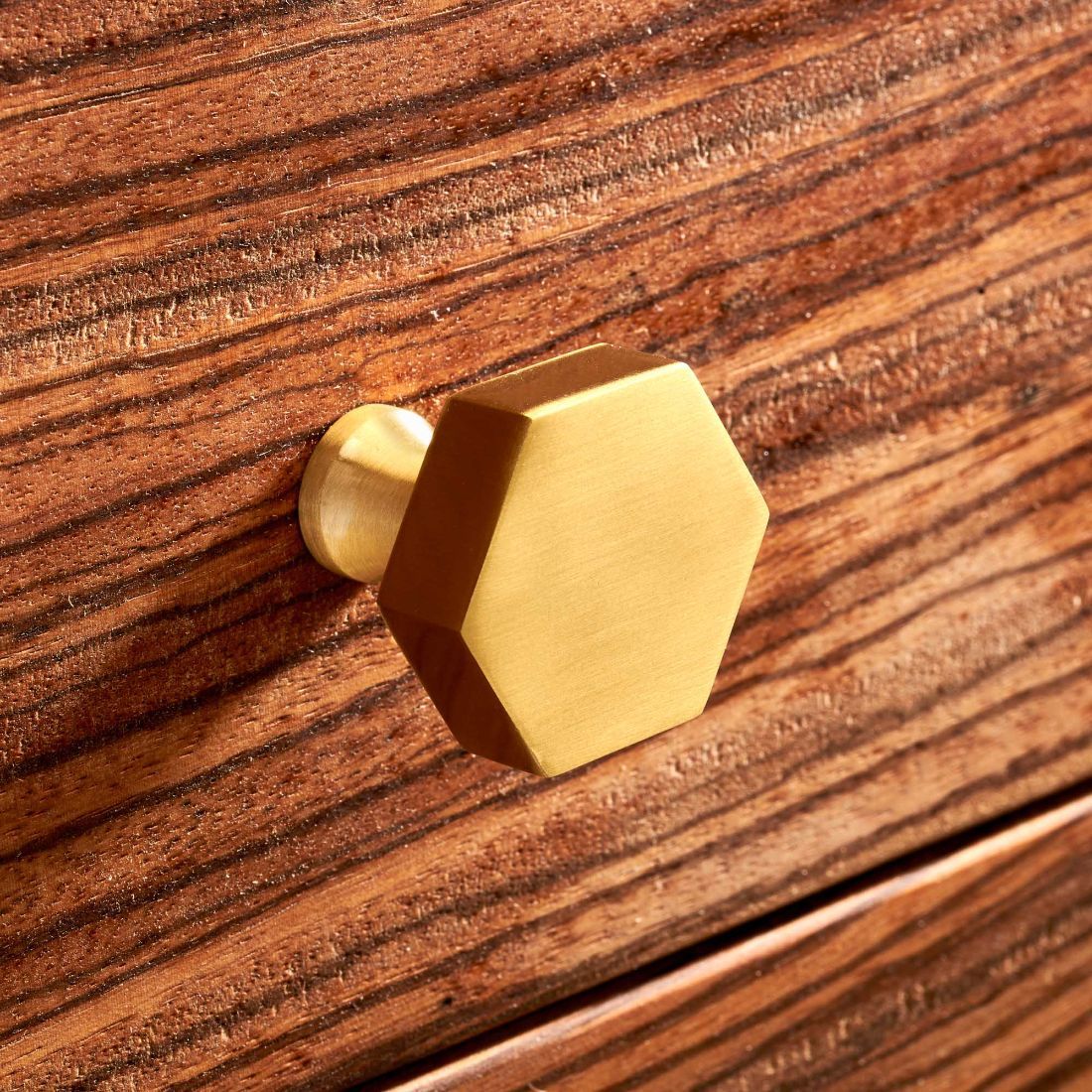 Brass Hexagonal Door Knobs in Gold