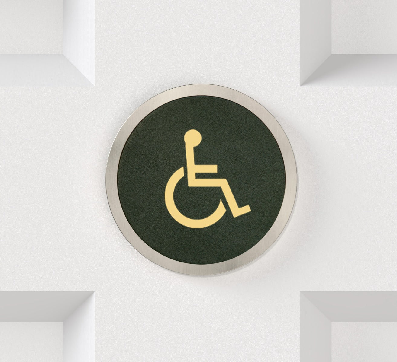 Brass & Leather Symbol Door Plaque in Silver