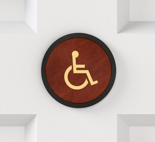 Brass & Leather Symbol Door Plaque in Black