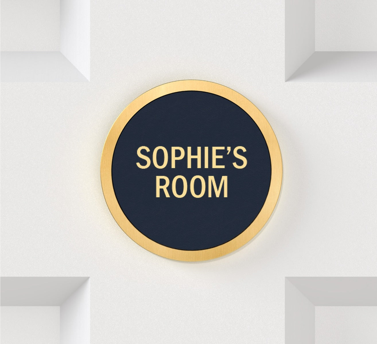 Personalised Name Brass & Leather Door Plaque in Gold
