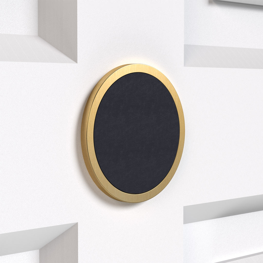 Brass & Leather Symbol Door Plaque in Gold