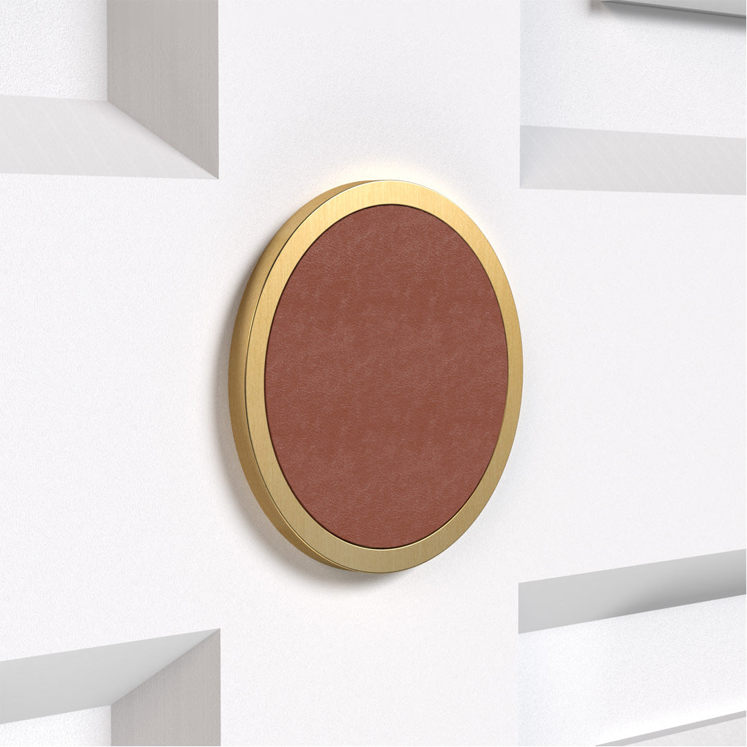 Brass & Leather Symbol Door Plaque in Gold