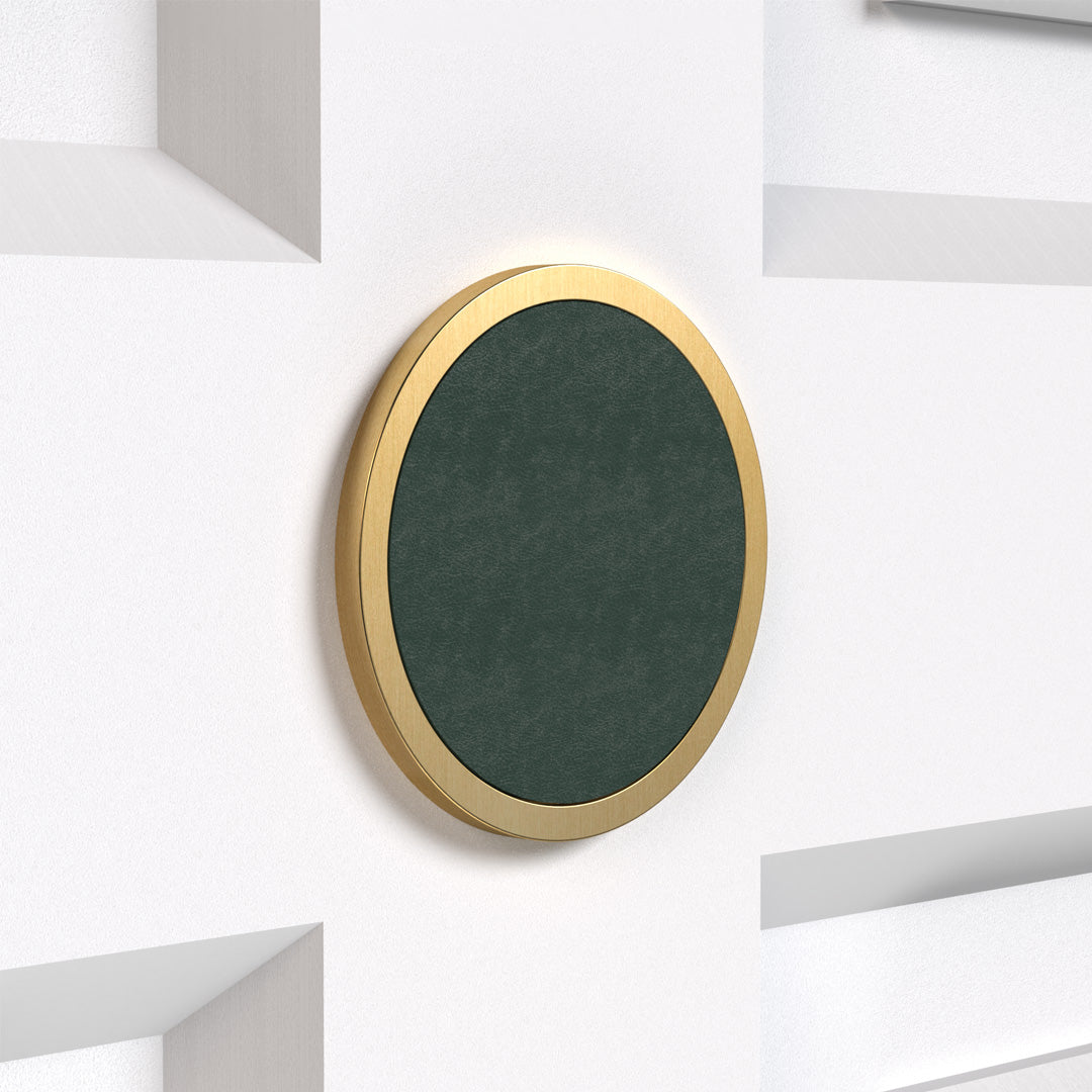 Brass & Leather Symbol Door Plaque in Gold