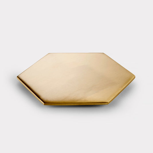 Brass Hexagonal Drinks Coaster in Gold