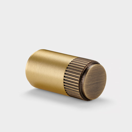 Brass Linear Cylinder Pulls in Gold and Antique Gold