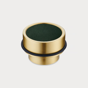 Brass & Green Leather Mounted Door Stops in Gold
