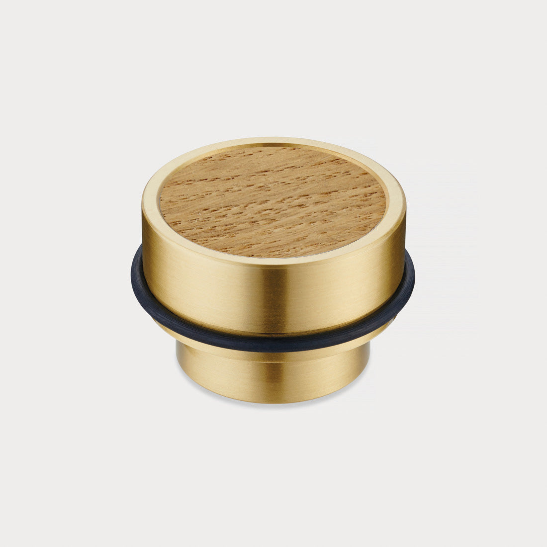 Brass & Oak Wood Floor Mounted Door Stops in Gold