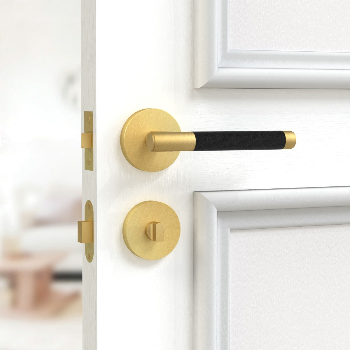 Brass Thumbturn Door Lock Set in Gold