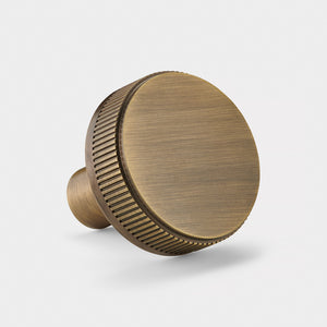 Brass Linear Door Knobs in Antique