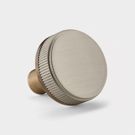 Brass Linear Door Knobs in Antique and Silver