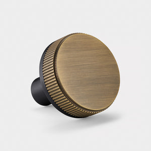 Brass Linear Door Knobs in Black and Antique Gold