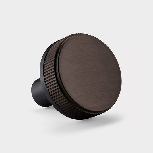 Brass Linear Door Knobs in Black and Bronze