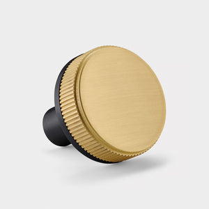 Brass Linear Door Knobs in Black and Gold