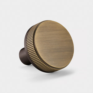 Brass Linear Door Knobs in Bronze and Antique Gold