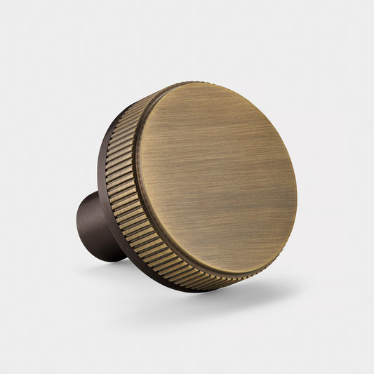 Brass Linear Door Knobs in Bronze and Antique Gold