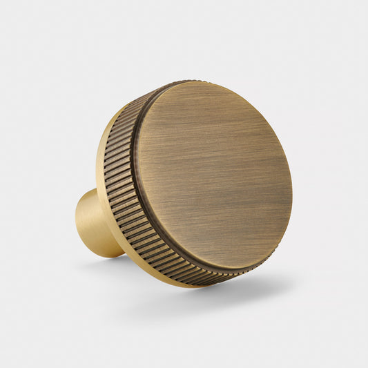 Brass Linear Door Knobs in Gold and Antique Gold