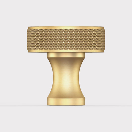 Solid Brass Round Door Knobs in Gold - Knurled