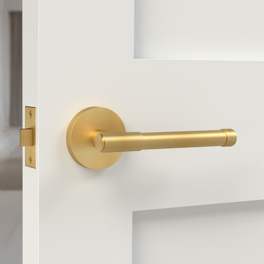 Brass Door Lever Handle in Gold