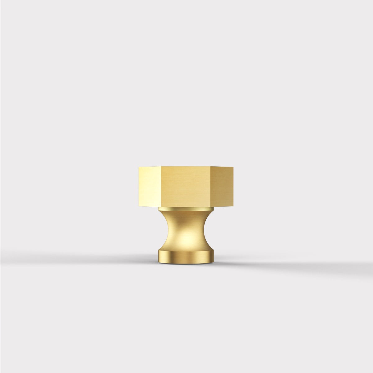 Small Solid Brass Hexagonal Door Knobs in Gold