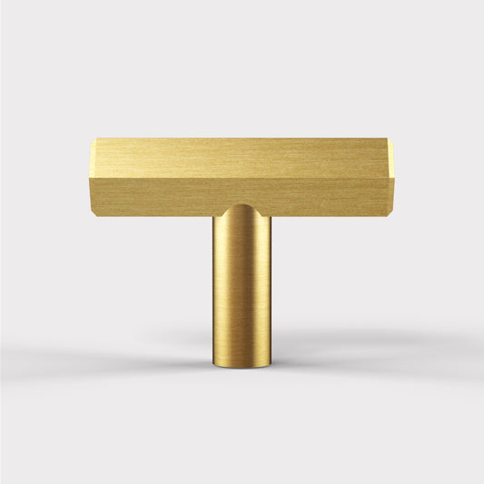Solid Brass Hexagonal T Bar Handles in Gold