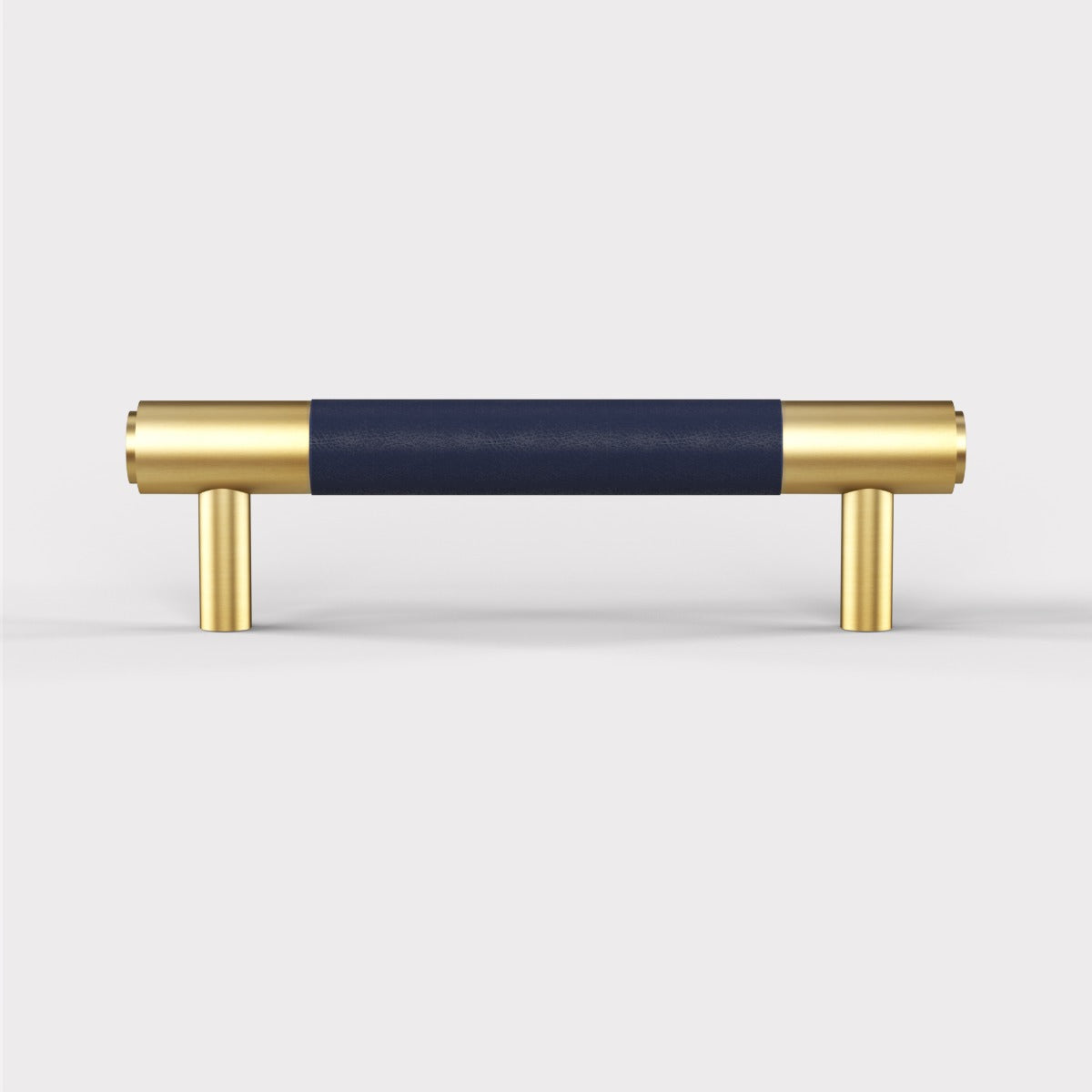 Brass & Blue Leather Cabinet Handles in Gold